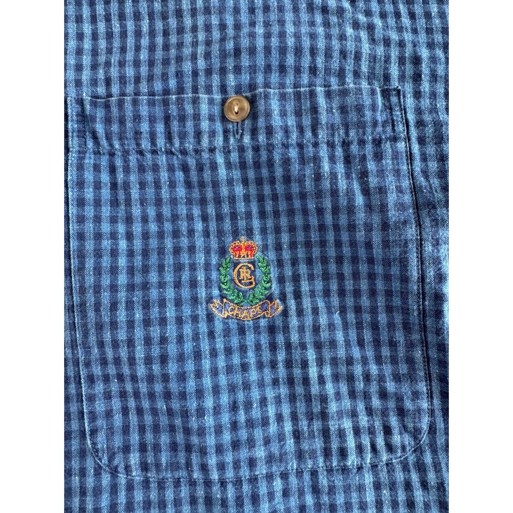 Vintage Chaps Ralph Lauren Shirt Medium Color Pattern Block Blue Long Sleeve - Picture 2 of 10
